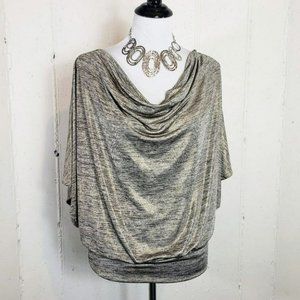 NY Collection L metallic draped top